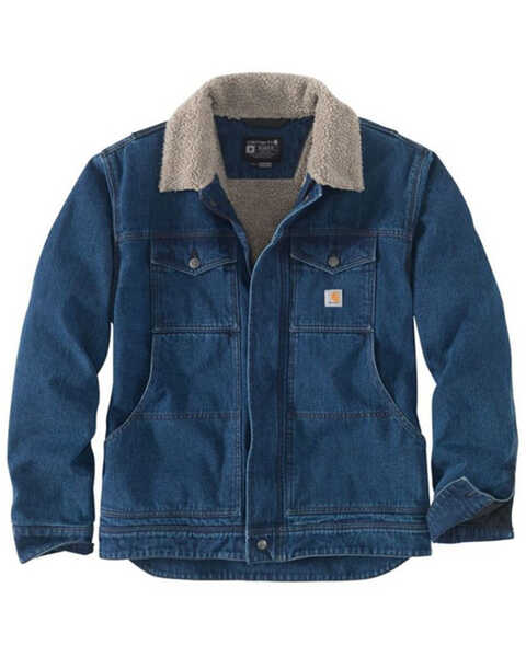 Image #1 - Carhartt Men's Relaxed Fit Sherpa-Lined Medium Wash Denim Jacket, Blue, hi-res