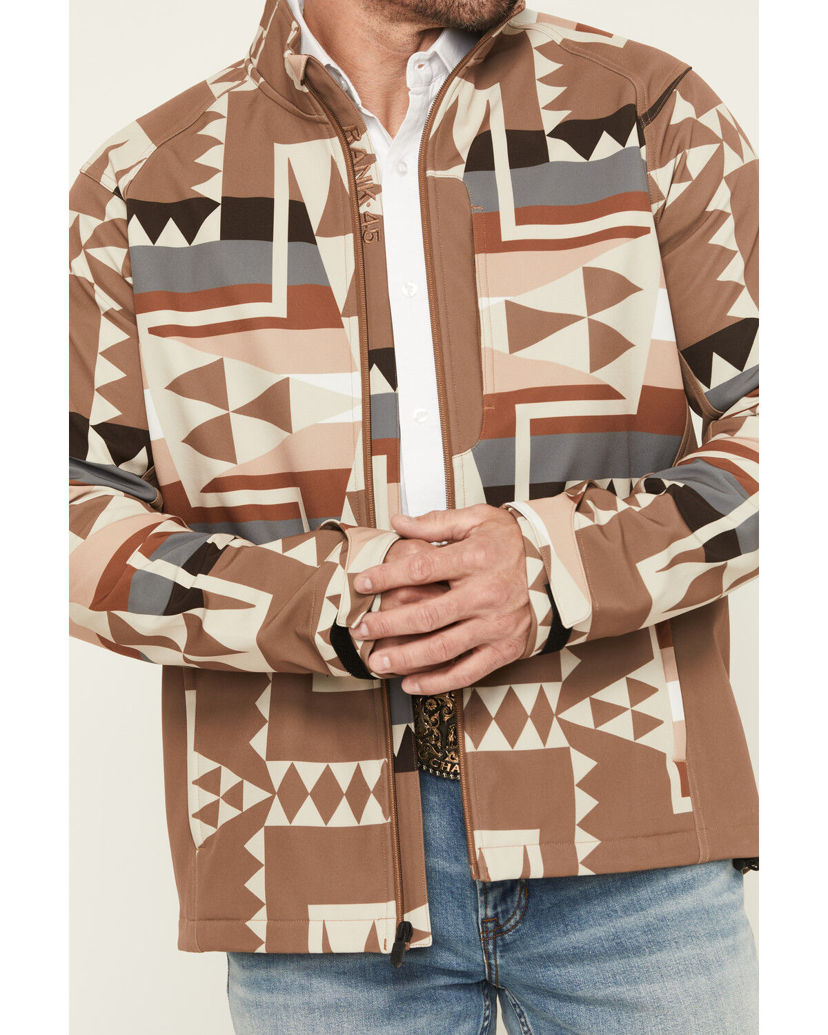 Image #3 - RANK 45® Men's Cheneka Exploded Southeastern Print Softshell Jacket, Tan, hi-res
