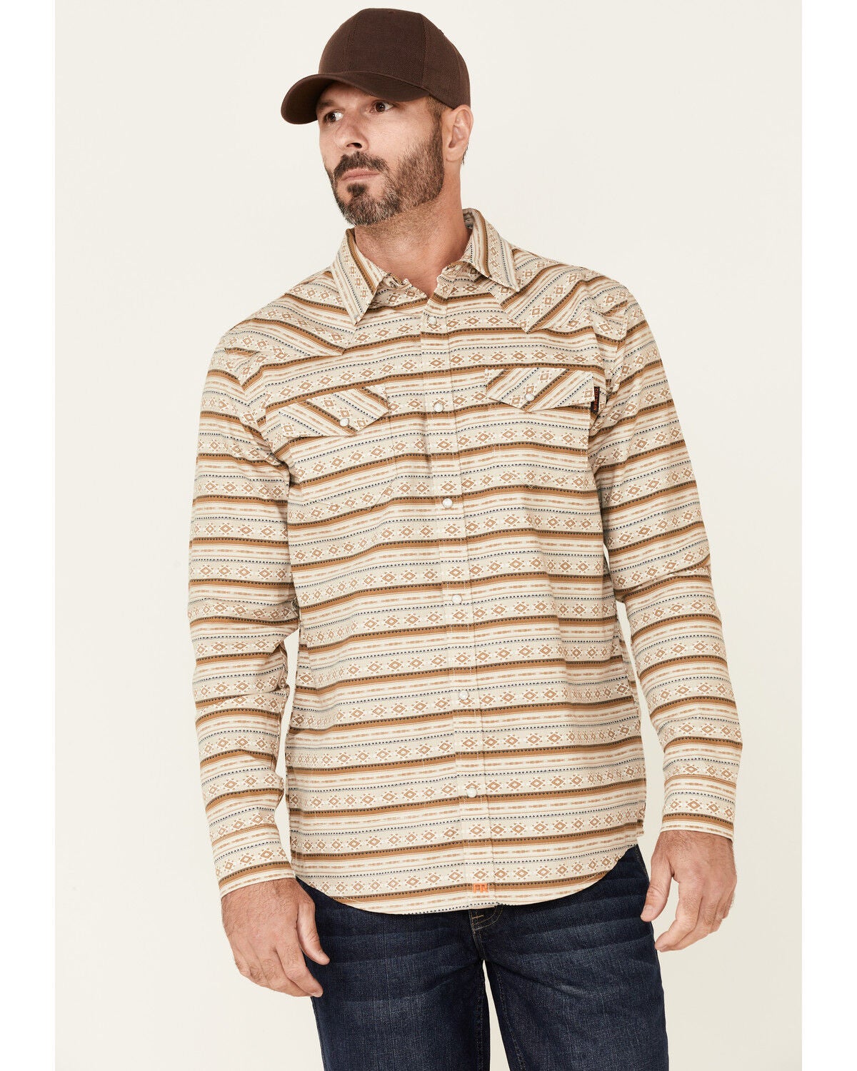 FR Tan Striped Long Sleeve Work Shirt 