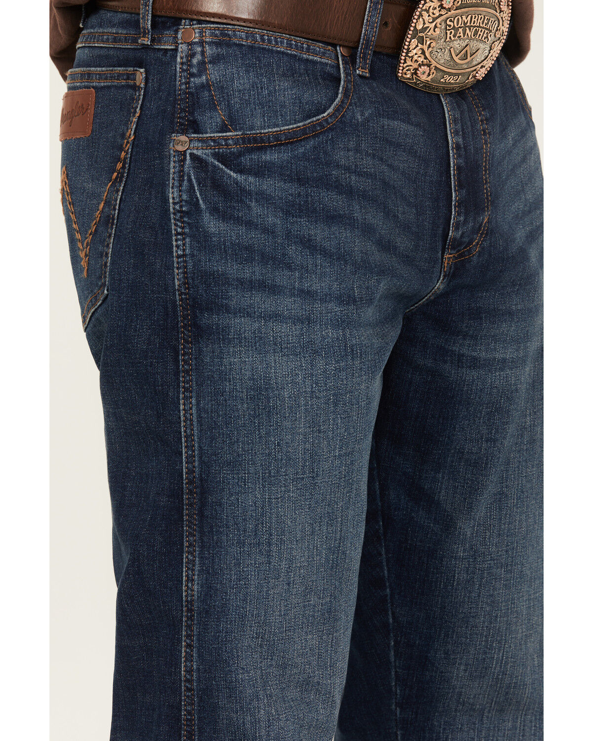 Image #2 - Wrangler Retro Men's No. 88 Dark Wash Slim Straight Stretch Jeans - Long, Dark Wash, hi-res