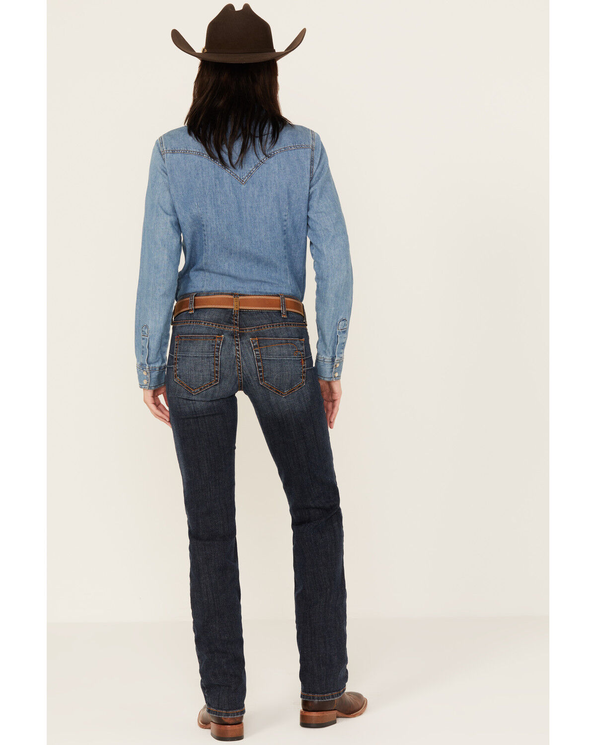 Image #3 - Ariat Women's Low Rise Charly Stretch Relaxed Straight Jeans, Dark Wash, hi-res