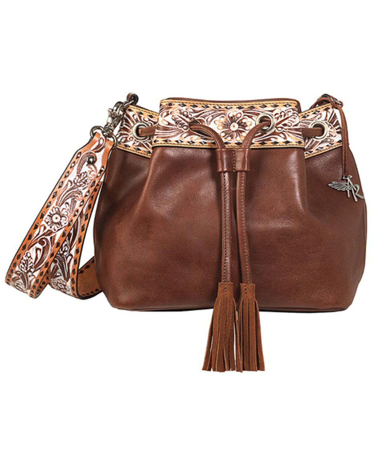 Image #1 - Angel Ranch White Washed Daisy Purse, Brown, hi-res