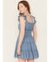 Image #4 - Trixxi Women's Smocked Waist Mini Dress, Blue, hi-res