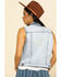 Stetson Women's Light Denim Horseshoe Vest, Blue, hi-res