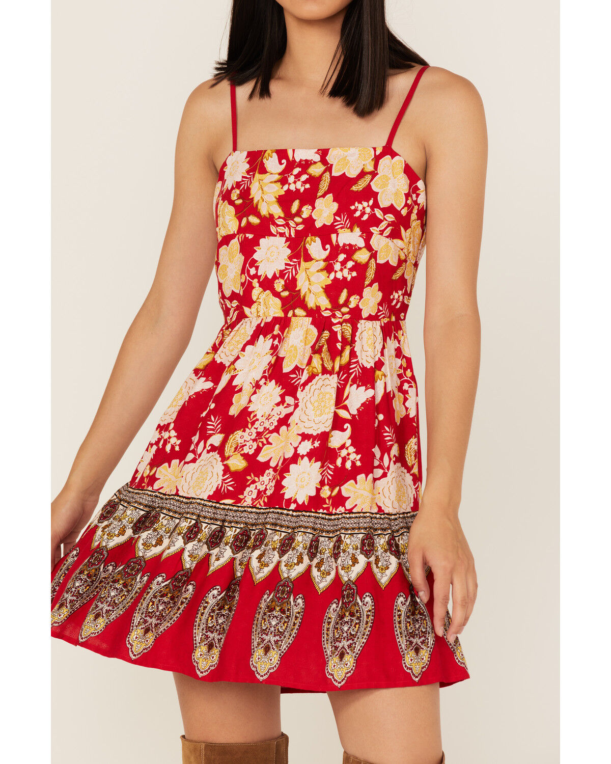 Image #3 - Band of the Free Women's Love Is All Around Floral Print Sleeveless Mini Dress, Red, hi-res