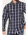 Image #3 - Resistol Men's Glacier Plaid Long Sleeve Button Down Shirt, Navy, hi-res