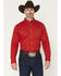 Image #1 - Cody James Men's Performance Twill Solid Long Sleeve Button-Down Stretch Western Shirt, Medium Red, hi-res