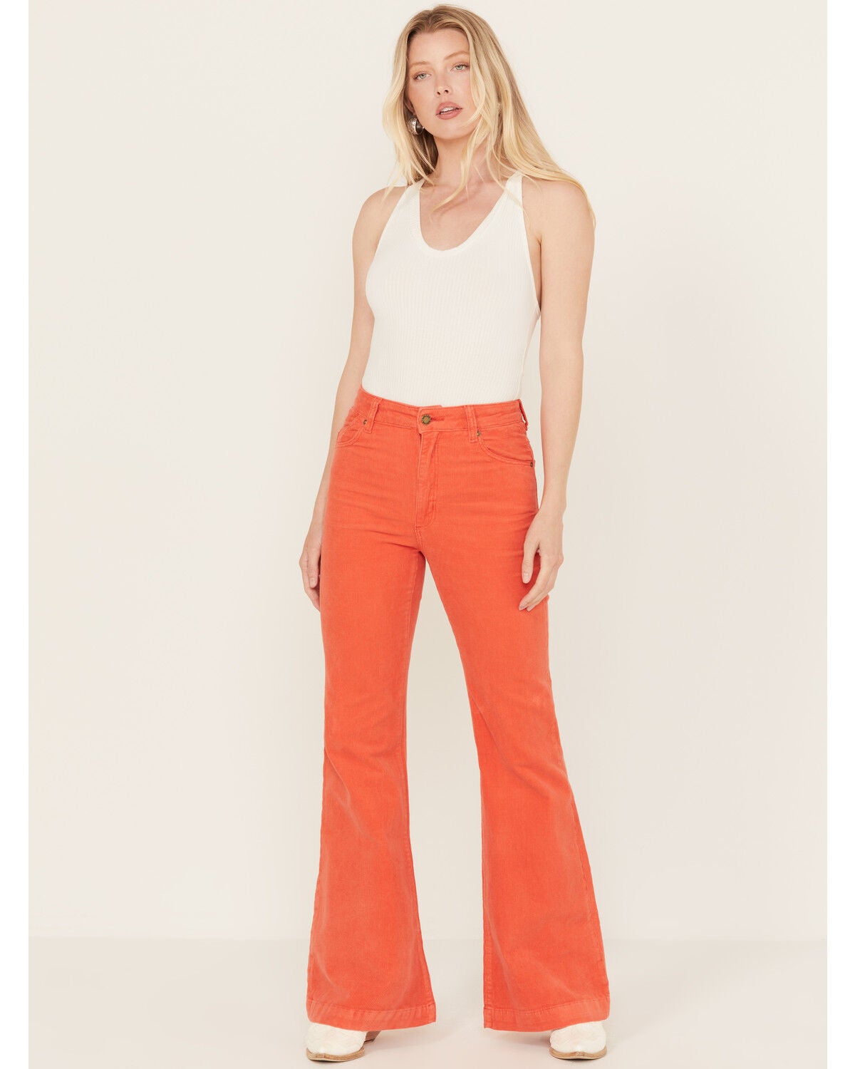 Rolla's Women's East Coast Corduroy Stretch Flare Jeans, Red, hi-res