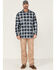 Image #2 - Hawx Men's FR Plaid Print Long Sleeve Button Down Work Shirt , Navy, hi-res