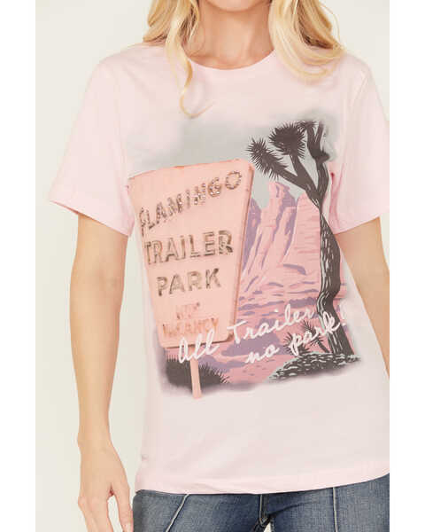 Image #3 - Gina Tees Women's Flamingo Trailer Short Sleeve Graphic Tee, Pink, hi-res