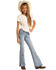 Rock & Roll Denim Girls' Light Wash Split Hem Basic Trouser , Blue, hi-res