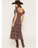 Image #4 - Trixxi Women's Floral Print Corset Short Sleeve Midi Dress, Brown, hi-res