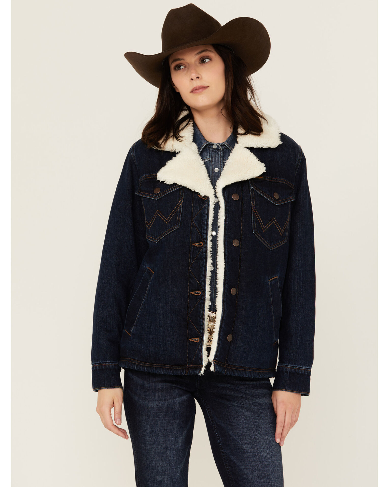 Sherpa lined black denim jacket womens cheap