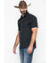 Image #4 - Ely Walker Men's Tone On Tone Stripe Short Sleeve Pearl Snap Western Shirt - Tall , Black, hi-res