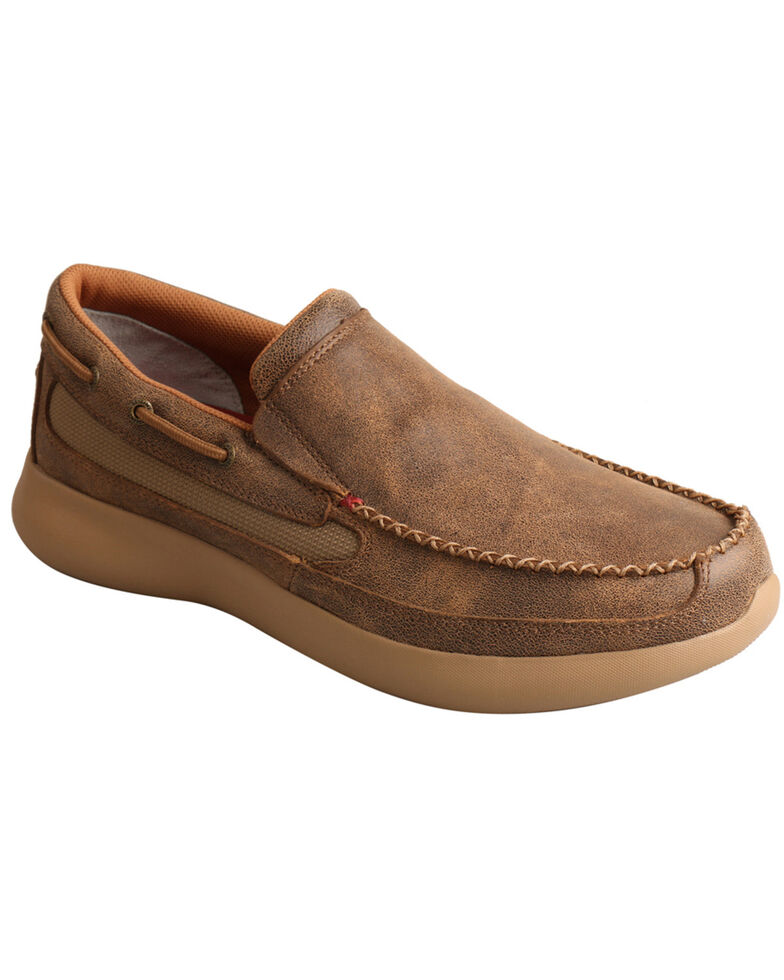 Twisted X Men's CellStretch Driving Shoes - Moc Toe, Brown, hi-res