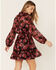 Image #3 - Lovestitch Women's Magenta Floral Floral Lace Trim Mini Dress, Magenta, hi-res