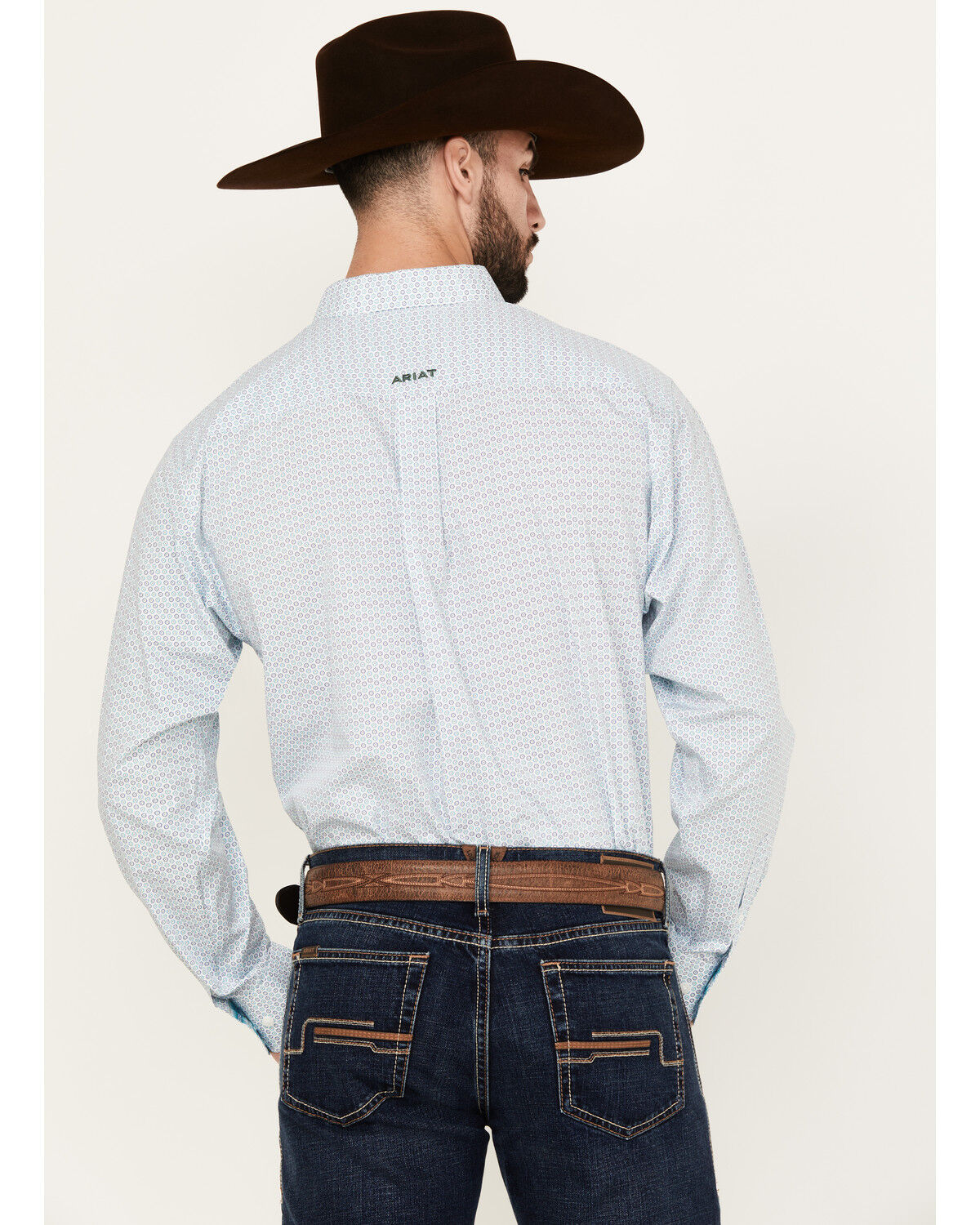 Image #4 - Ariat Men's Kolton Geo Print Long Sleeve Button-Down Western Shirt, White, hi-res