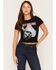 Image #1 - Post Malone Women's Face Short Sleeve Graphic Baby Tee, Black, hi-res