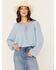 Image #1 - Wild Moss Women's Tie-Front Long Sleeve Top, Light Blue, hi-res