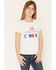 Image #1 - Buttercup Girls' All American Cowgirl Short Sleeve Tee, White, hi-res
