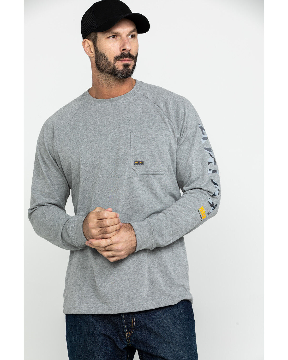Image #5 - Ariat Men's Gray Rebar Cotton Strong Graphic Long Sleeve Work Shirt - Big & Tall, Heather Grey, hi-res