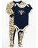 Image #1 - Boot Barn Infant Boys' Camo & USA Footed PJ Onesie Set - 2-piece, Taupe, hi-res
