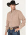 Image #2 - RANK 45® Men's Stirrup Geo Print Long Sleeve Western Button-Down Shirt , Light Red, hi-res