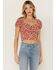 Image #1 - Idyllwind Women's Bay Cove Floral Crop Peasant Top, Brick Red, hi-res
