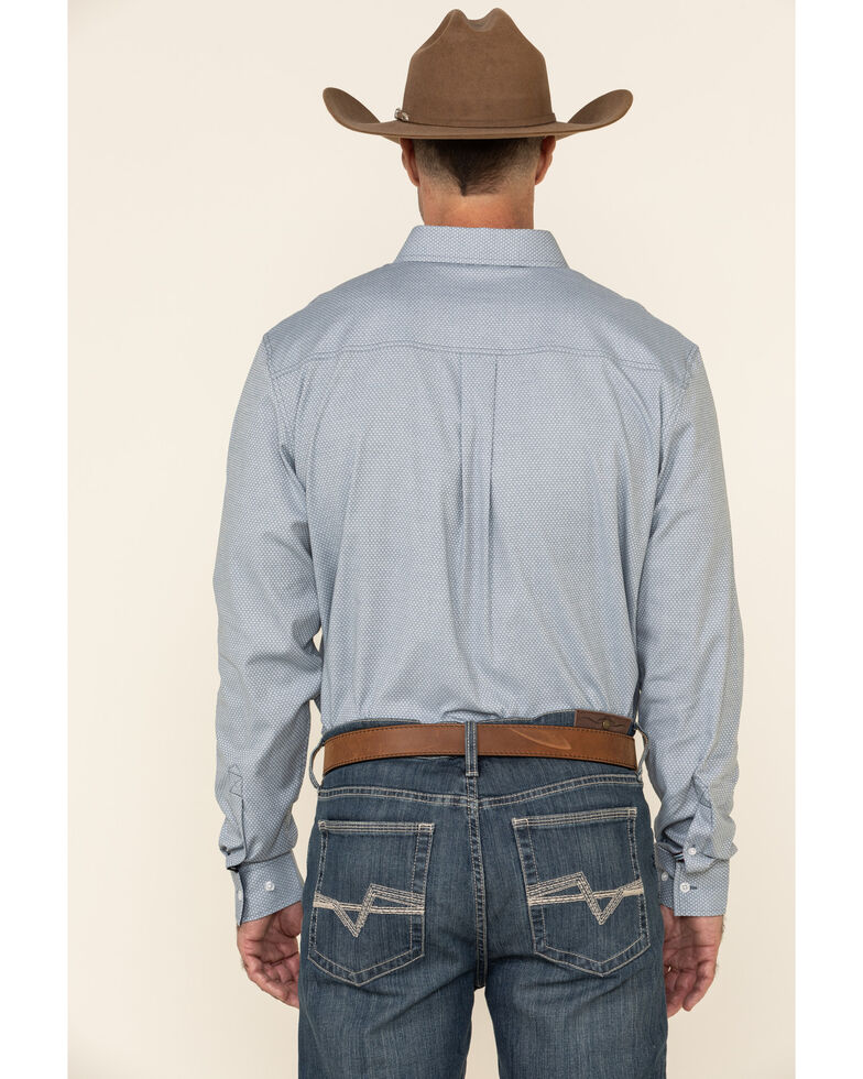 Cody James Core Men's Corpus Small Geo Print Long Sleeve Western Shirt , Medium Blue, hi-res
