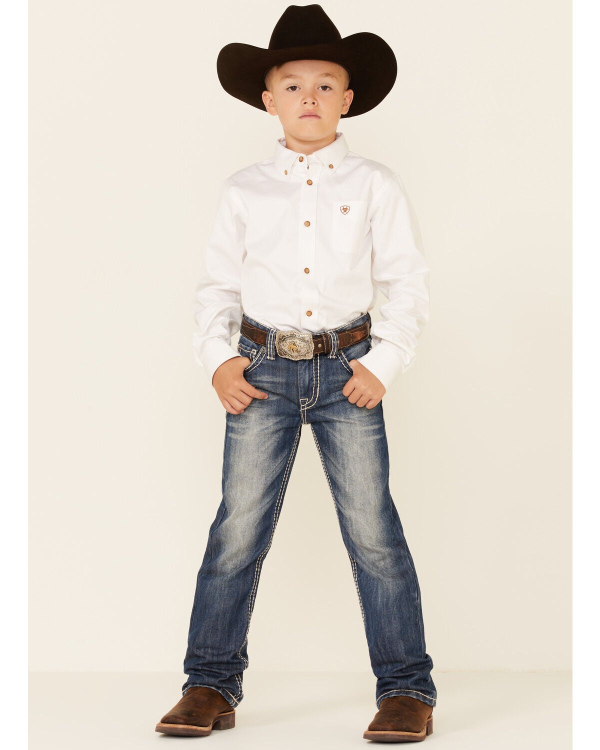 Rock & Roll Denim Boys' BB Gun Distressed Vintage Bootcut Jeans, Denim, hi-res