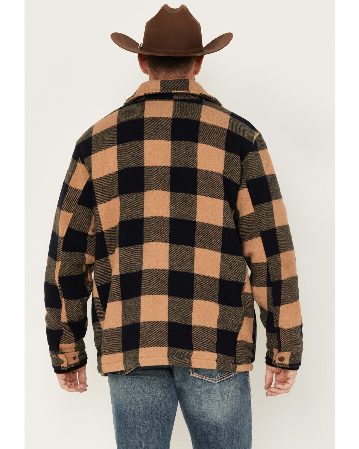 Image #5 - Cinch Men's Frontier Plaid Print Coat, Brown, hi-res