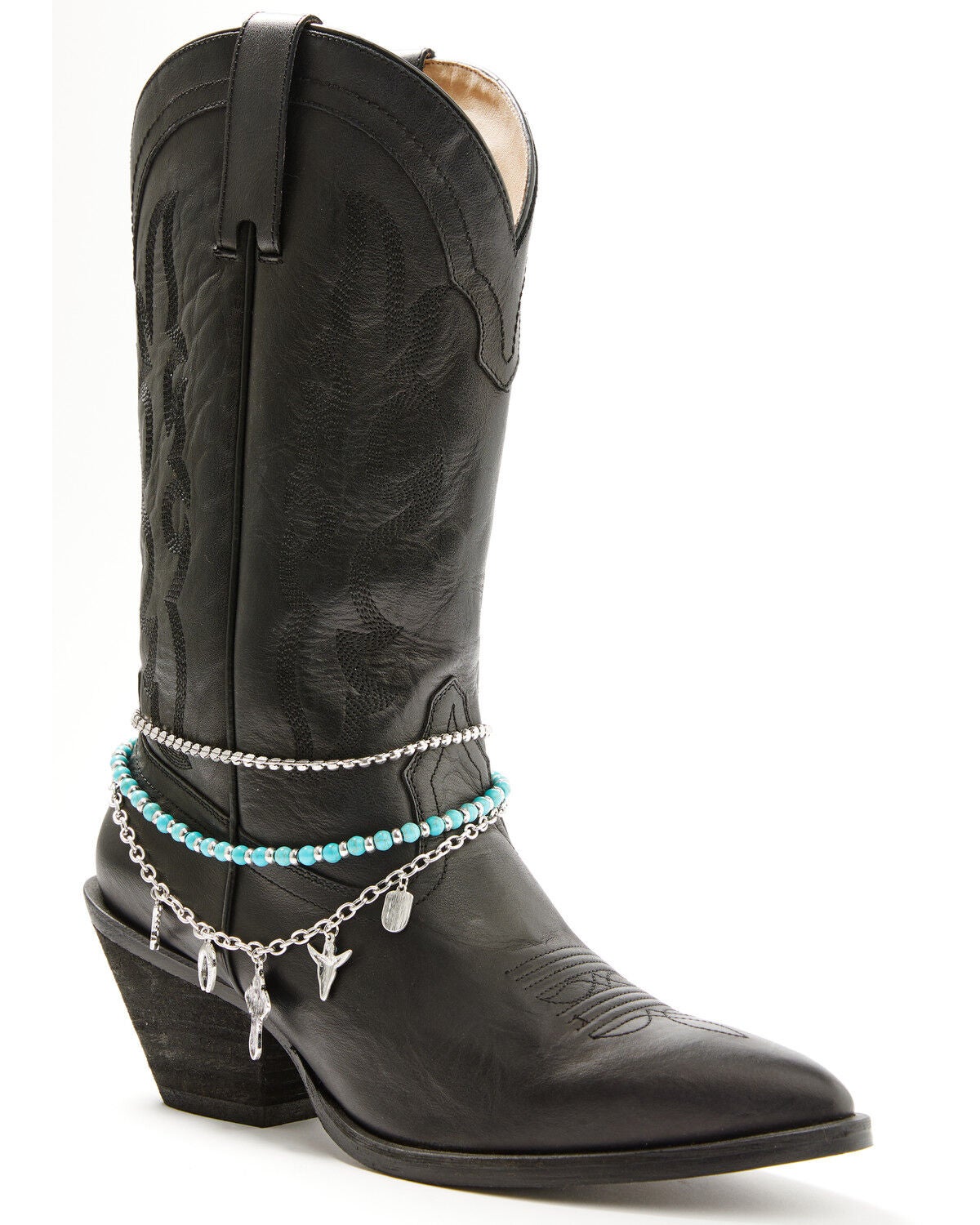 Shyanne Women's Beaded Turquoise Charm Boot Bracelet, Silver, hi-res