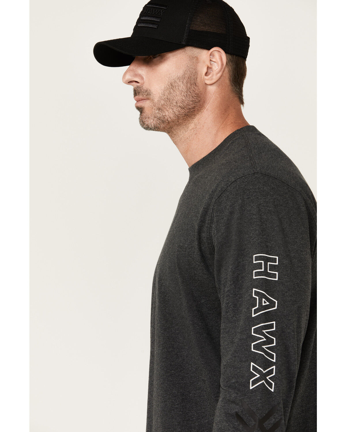 Image #2 - Hawx Men's Logo Long Sleeve Graphic Work T-Shirt, Charcoal, hi-res