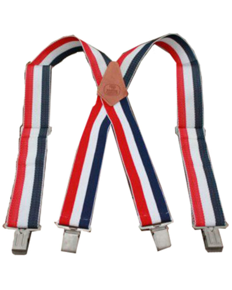 Hawx Men's Work Suspenders, Red/white/blue, hi-res