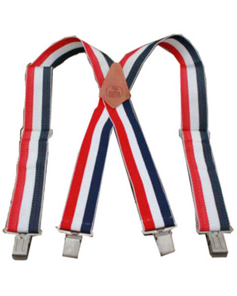 Hawx Men's Work Suspenders, Red/white/blue, hi-res
