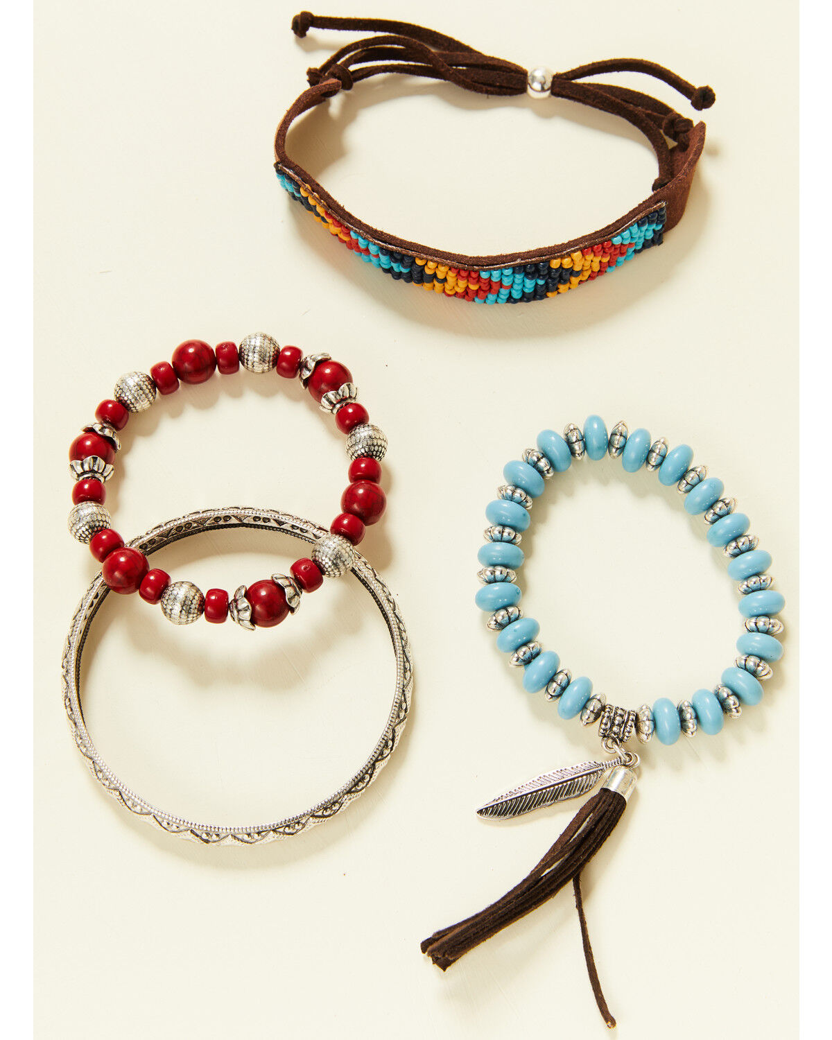 Image #2 - Shyanne Women's Summer Nights Red Southwestern Bead Bracelet Set, Red, hi-res
