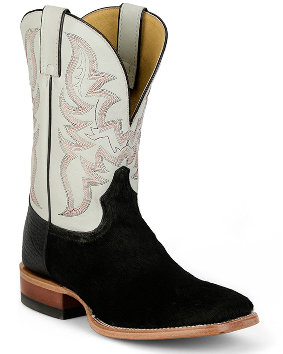 Justin Men's Baron Cowhide Western Boots - Broad Square Toe, Black, hi-res