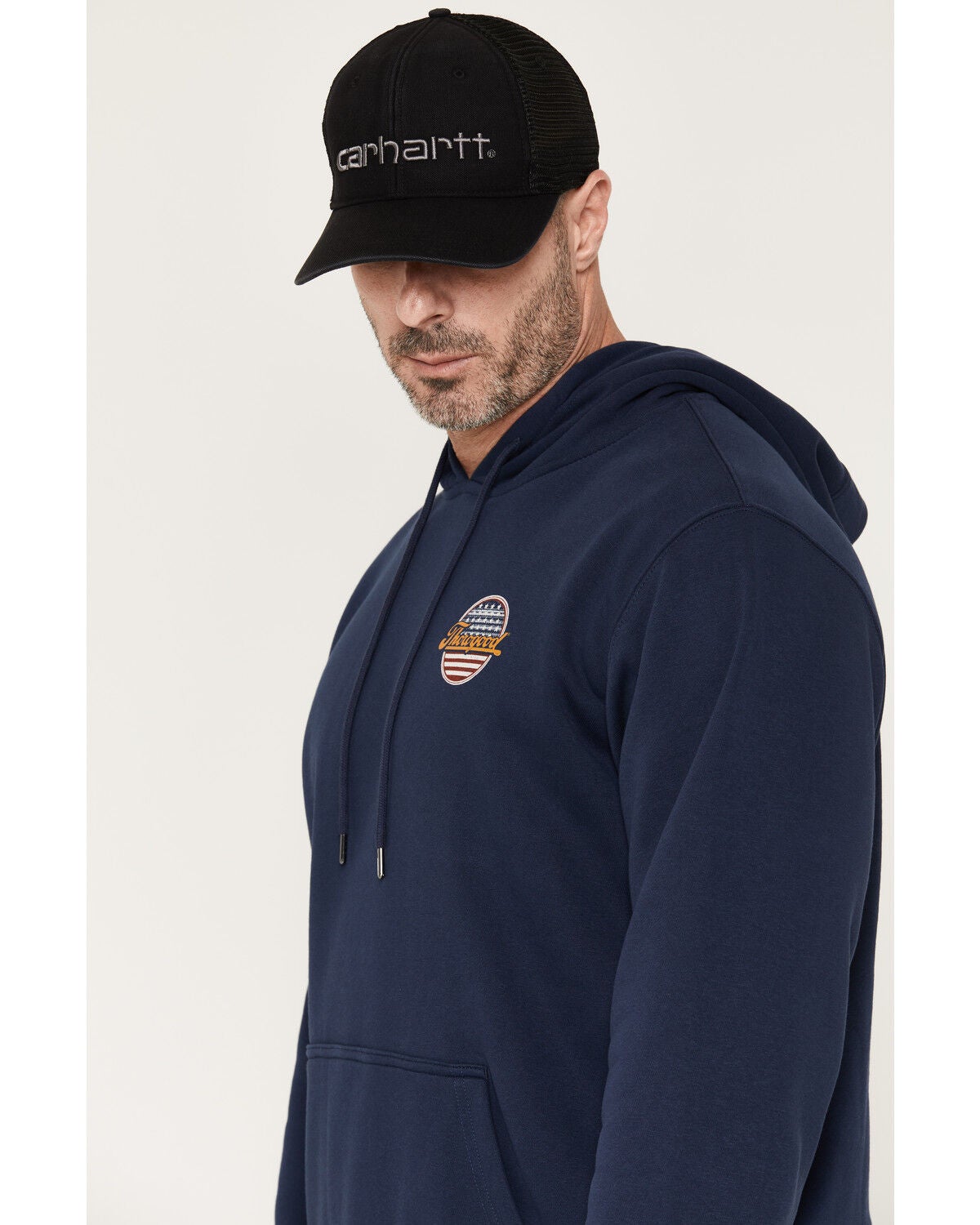 Image #3 - Thorogood Men's Freedom Eagle Graphic Hooded Sweatshirt, Navy, hi-res