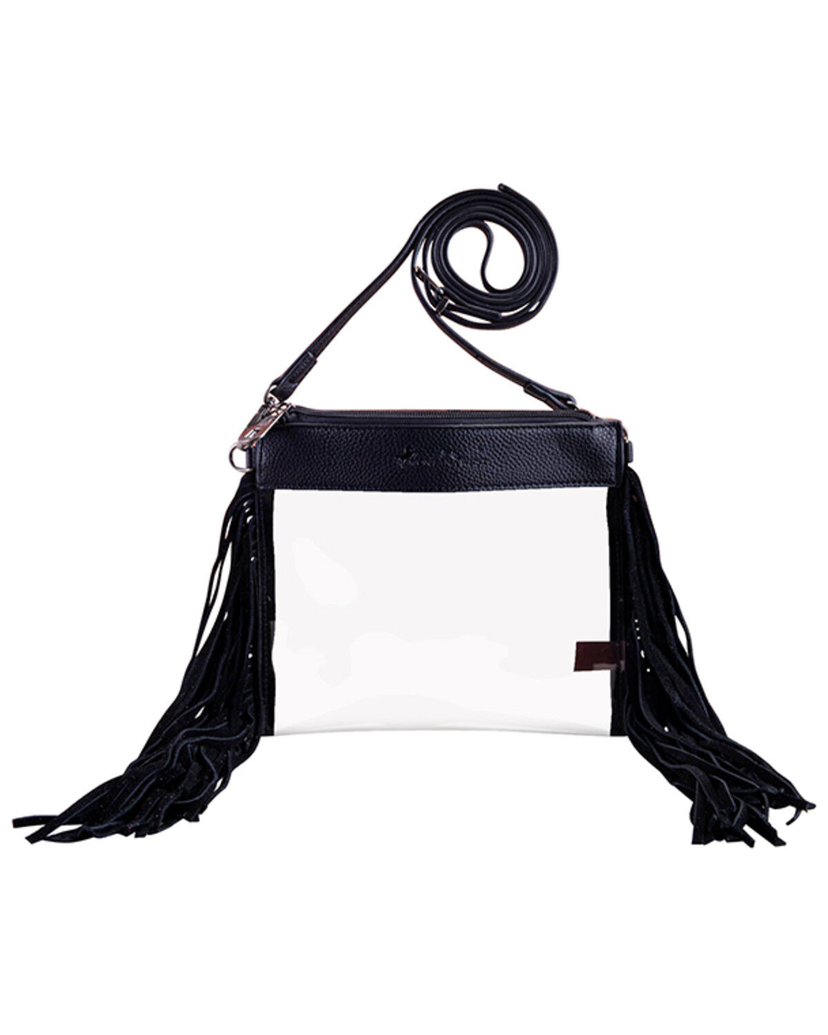 Image #1 - Montana West Women's Fringe Clear Crossbody Bag, Black, hi-res