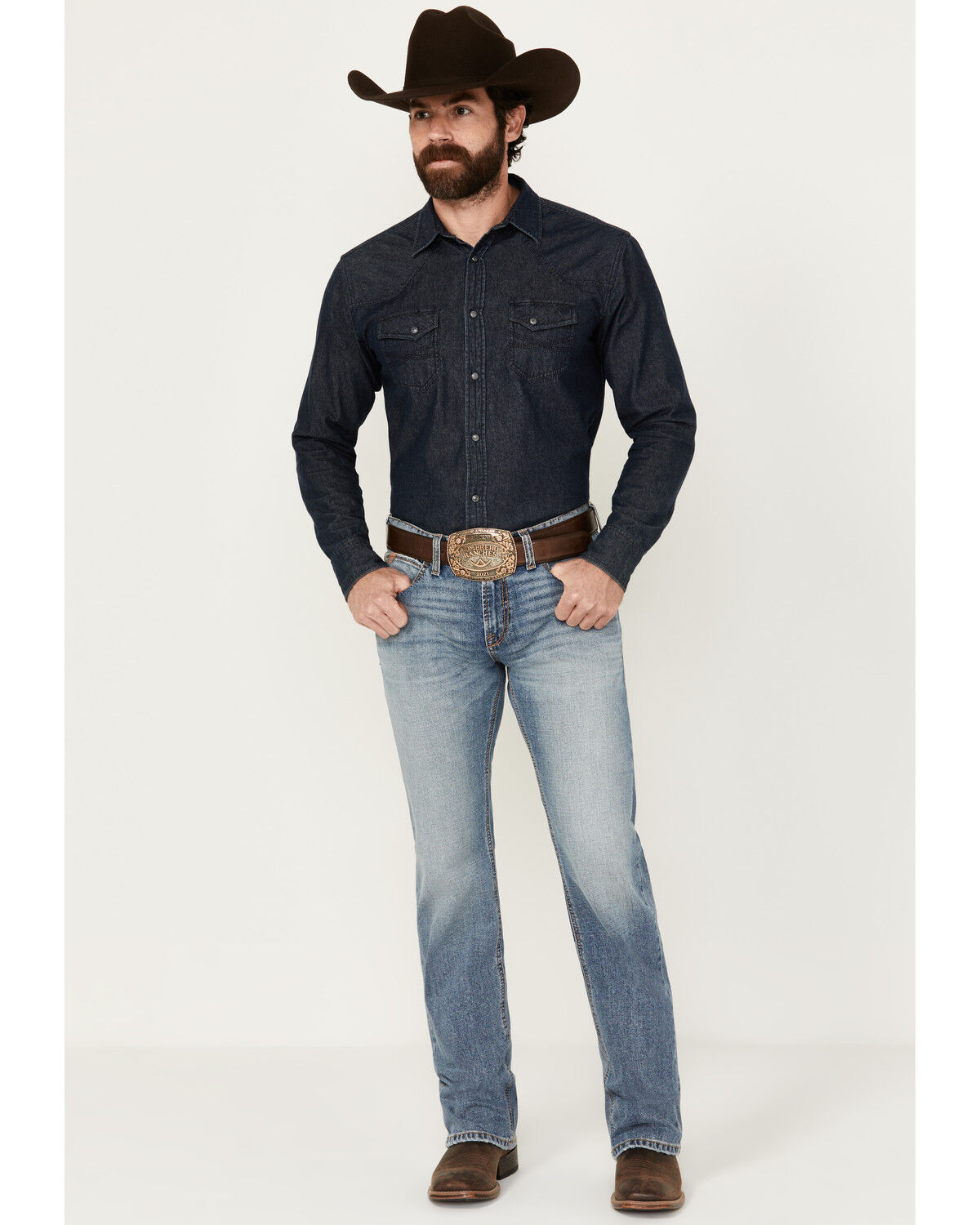Image #1 - Ariat Men's Light Wash Baltimore Slim Straight Stretch Denim Jeans, Light Wash, hi-res