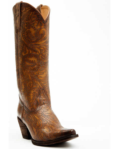 Shyanne Women's Eden Tooled Tall Western Boots - Snip Toe, Brown, hi-res
