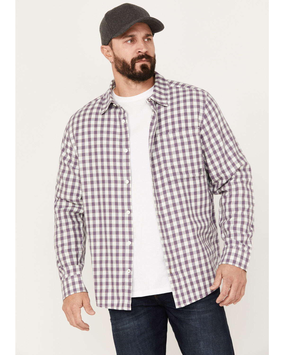 Image #1 - Brothers and Sons Casual Plaid Button Down Long Sleeve Western Shirt, Light Green, hi-res
