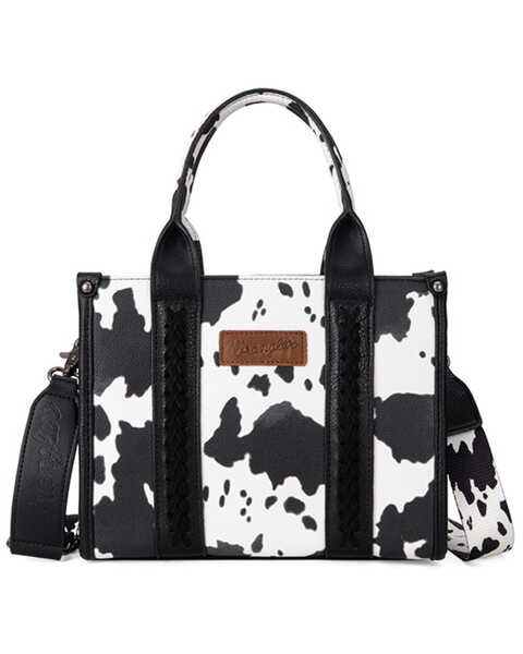 Wrangler Women's Cow Print Concealed Carry Crossbody Tote, Black, hi-res