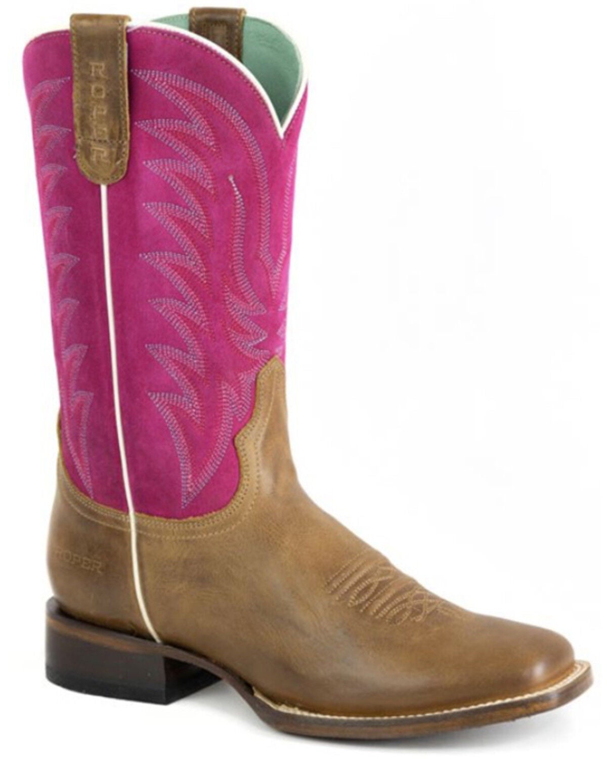 Roper Women's Cowgirl Western Boots - Broad Square Toe, Brown, hi-res