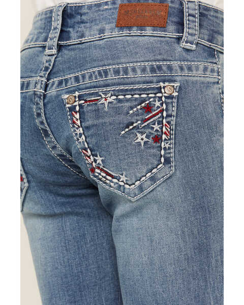 Image #4 - Shyanne Little Girls' Americana Stars Pocket Bootcut Jeans, Blue, hi-res