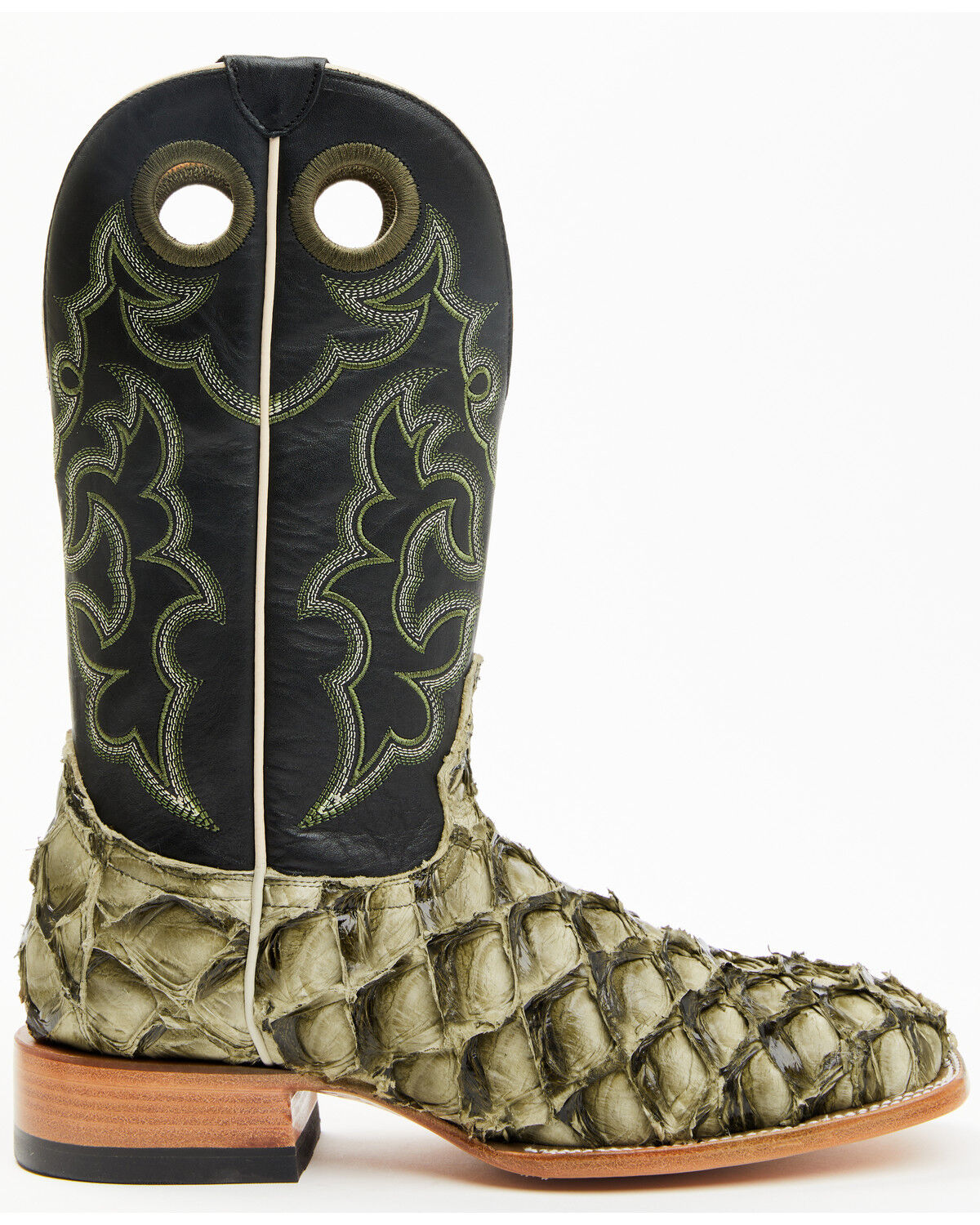Image #2 - Cody James Men's Malaga Exotic Pirarucu Western Boots - Broad Square Toe, Olive, hi-res