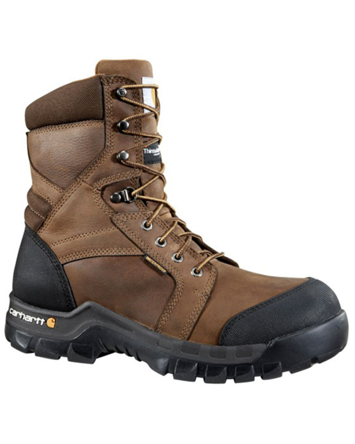 Image #2 - Carhartt Men's 8" Rugged Flex Waterproof Insulated Work Boots - Composite Toe, Dark Brown, hi-res