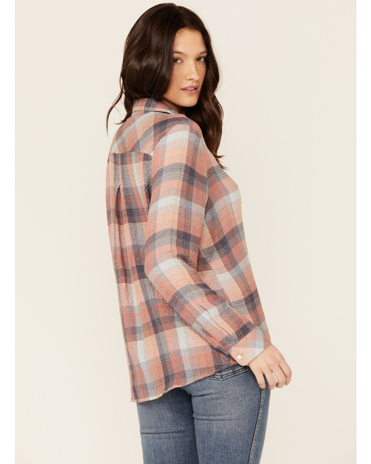 Image #3 - North River Women's Crinkle Ryn Desert Rust Plaid Shirt, Rust Copper, hi-res