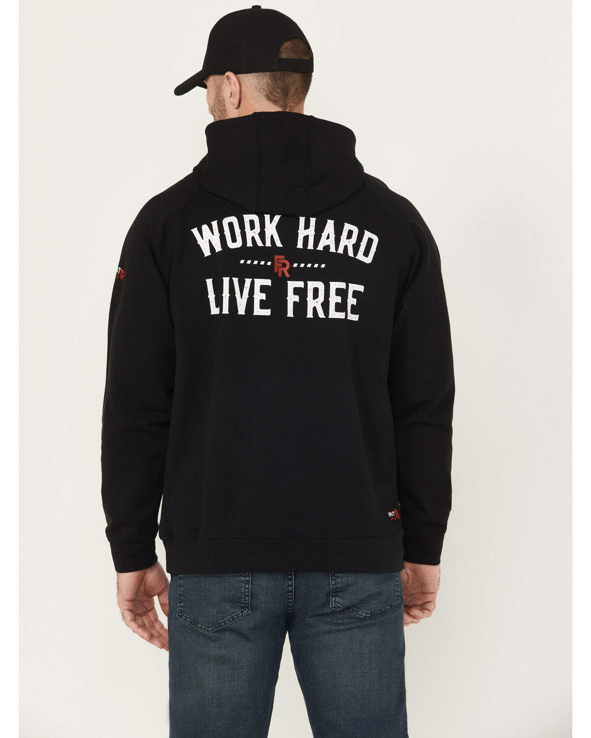 Image #1 - Ariat Men's FR Duster Work Hard Hooded Sweatshirt, Black, hi-res