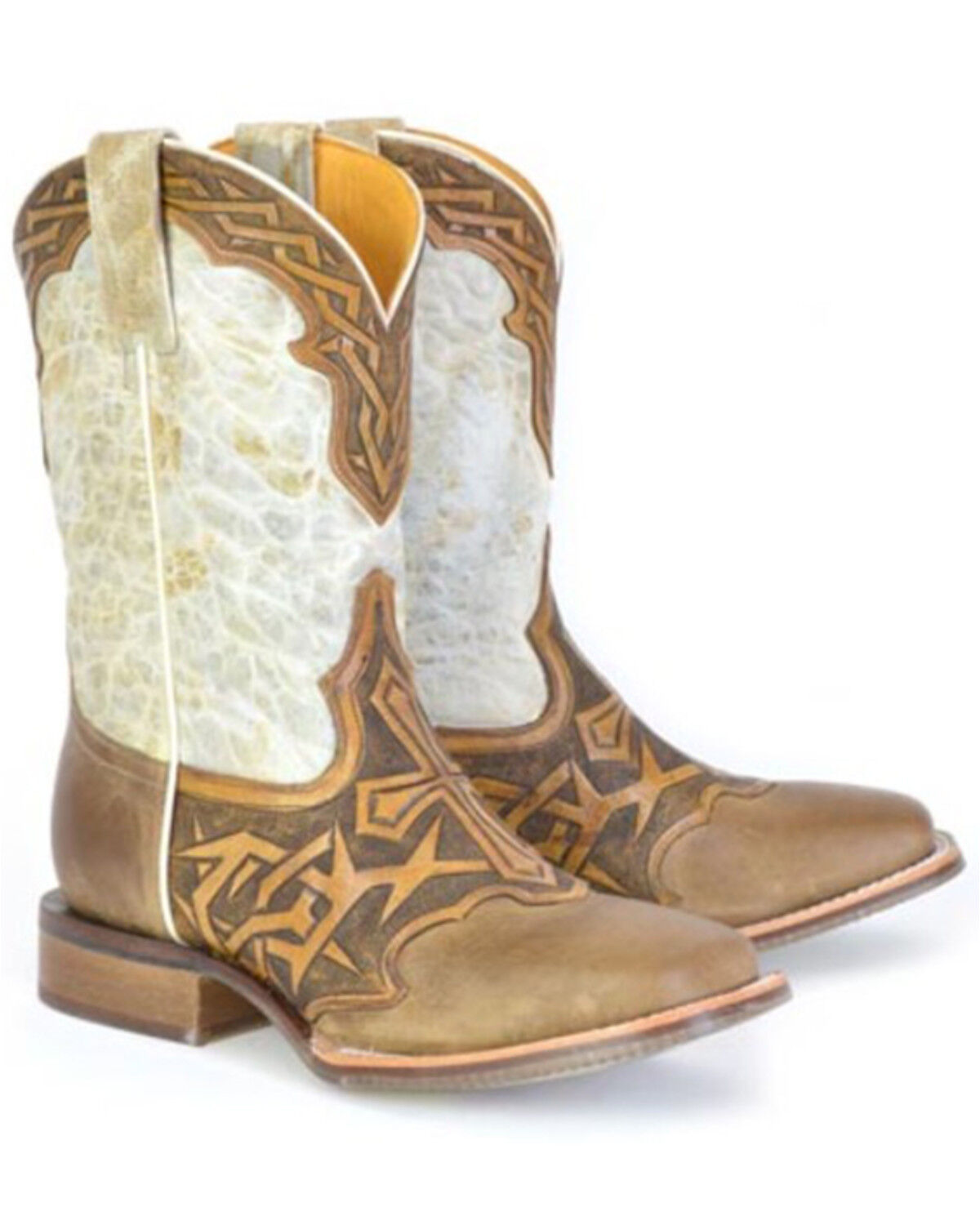 Image #1 - Tin Haul Men's Cross & Thorns Western Boots - Broad Square Toe, Tan, hi-res